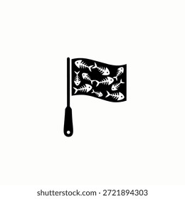 logotipo vetor silhueta bandeira espátula e espinhas de peixe 