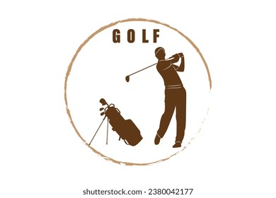 Logo. Vector silhouette of golfer in trendy flat style isolated on white background, symbol for your website design, logo, app, various publications.