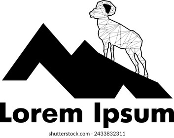 Logo vector silueta de cabra o carnero de montaña. El concepto de un logotipo con un carnero de montaña con triángulos polígonos
