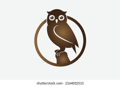 Logo vector silhouette of owl in circle