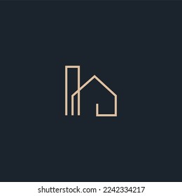 Logo Vector Of Simple Home and Office Building Monoline. Perfect For Agent, Apartment, Construction, Residential, and Architectur Business