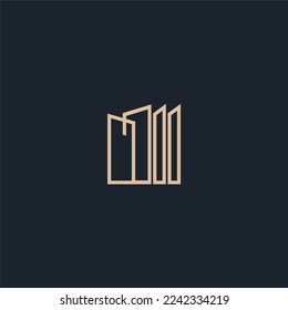 Logo Vector Of Simple Home and Office Building Monoline. Perfect For Agent, Apartment, Construction, Residential, and Architectur Business