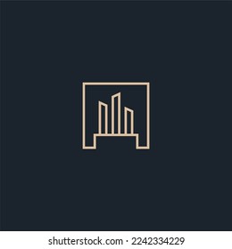 Logo Vector Of Simple Home and Office Building Monoline. Perfect For Agent, Apartment, Construction, Residential, and Architectur Business