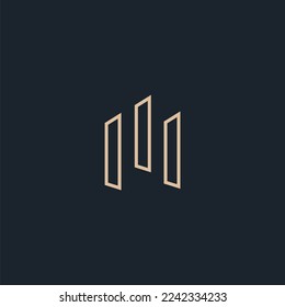 Logo-Vektorgrafik von einfachem Haus und Bürogebäude Monoline. Perfekt für Agent-, Apartment-, Bau-, Wohn- und Architekturunternehmen