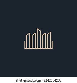 Logo Vector Of Simple Home and Office Building Monoline. Perfect For Agent, Apartment, Construction, Residential, and Architectur Business