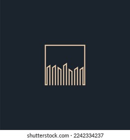 Logo Vector Of Simple Home and Office Building Monoline. Perfect For Agent, Apartment, Construction, Residential, and Architectur Business