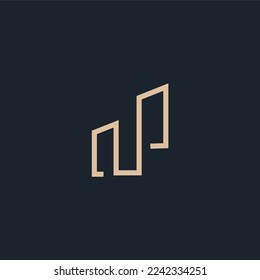 Logo Vector Of Simple Home and Office Building Monoline. Perfect For Agent, Apartment, Construction, Residential, and Architectur Business