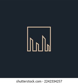 Vector de logotipo de casa simple y edificio de oficinas Monoline. Perfecto para negocios de agentes, departamentos, construcciones, residenciales y arquitectónicos