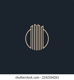 Logo Vector Of Simple Home and Office Building Monoline. Perfect For Agent, Apartment, Construction, Residential, and Architectur Business