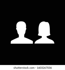 the logo of vector simple man and woman silhouette, white with black background