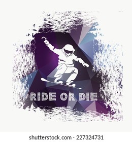 Logo vector snowboard, ski background and design poster. Quote banner with graphic icon. 