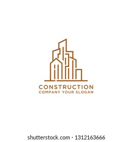 The Logo Vector Template design of the building, drawn in an elegant and minimalist style - Vector