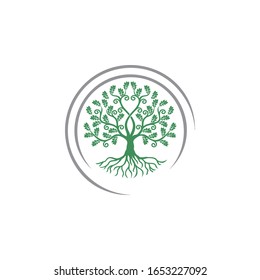 logo vector tree oak for forest foundation or go green and landscaping