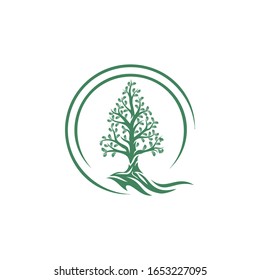 logo vector tree oak for forest foundation or go green and landscaping