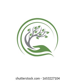 logo vector tree oak for forest foundation or go green and landscaping