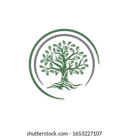 logo vector tree oak for forest foundation or go green and landscaping