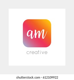 AM logo, vector. Useful as brand symbol, app icon, alphabet element, clip-art.