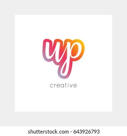 UP logo, vector. Useful as branding, app icon, alphabet combination, clip-art.