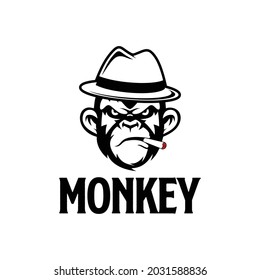 Logo Vector Vintagae Black Monkey Stock Vector (royalty Free 