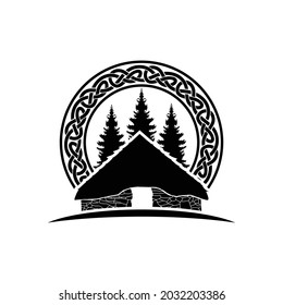 Logo-Vektorvintage-Rundhaus