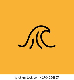 Logo. Vector. Wave. Lineart sea symbol on yellow background.