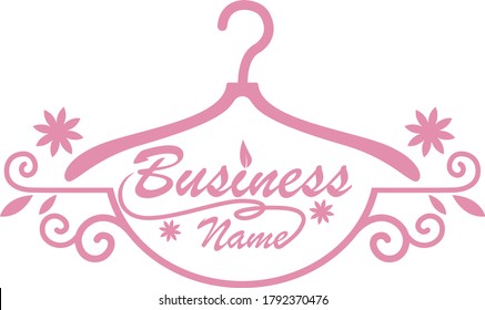 logo vector for your fashion venture, logo icon is taken from a clothes hanger which is made unique with pink nuances.