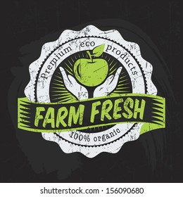 logo vegetable fruit fresh farm chalkboard organic chalk tag green vintage eco green chalk printing tag seal of healthy healthful natural ranch pure nutrient on chalkboard logo vegetable fruit fresh f