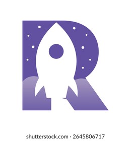 logo vektor dengan tema roket negative space, inspirasi desain logo.