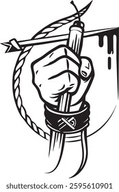 Logo of vertical work hand, rope access