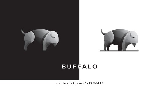 the logo of a very luxurious bufalo with an elegant silver color