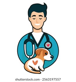 logo for a veterinary clinic flat isolated on white background