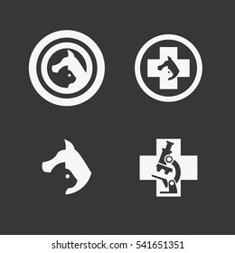 Logo for veterinary clinics, laboratories and hospitals for animals. Simple design, various options for types of logos.