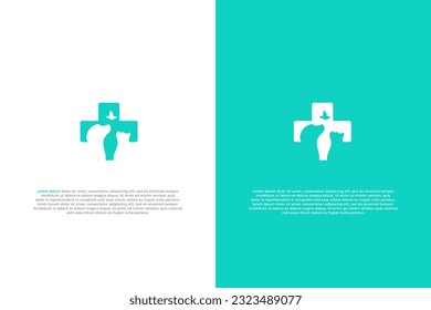 logo veterinary pet care medical animal cross health
