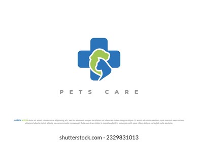 logo veterinary pet care medical hospital care animal dog cat