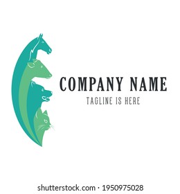 Logo veterinary. Vector illustration. Horse, cow ,dog, cat