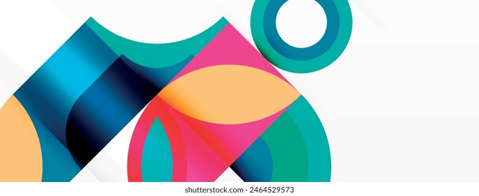 The logo is vibrant, featuring circles and squares against a white backdrop. It displays elements of colorfulness, art, symmetry, and uses tints like electric blue and magenta