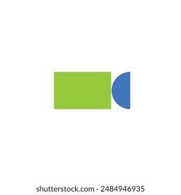 Logo video camera blue and green unique design with blank background