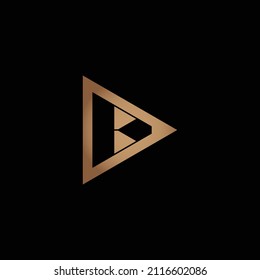Logo for video. Gold Play Button with B letter logo. Negative space logotype initial designs for personal and company branding. EPS10 #02