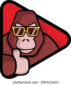 Logo Video Player Cool Gorilla Like Thumbsup