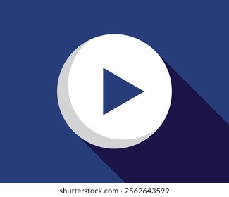 Logo video player vector icon. Premium quality. Video, player, sign, web, internet, symbol, design, media. Can use for infographic, banner, poster, web design.  Vector isolated on blue background