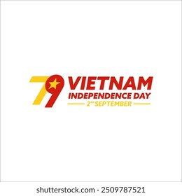 logo Vietnam 79 Jahre Unabhängigkeitstag, Happy 79. Vietnam Unabhängigkeitstag, Happy National Tag, 2. September 2024 Vietnam Hand halten Flagge. Sep 2. Feier Vektor Design Illustration.