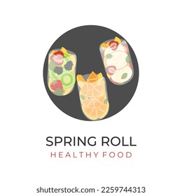 Logo der vietnamesischen Frühlingswalze mit leckeren frischen Früchten