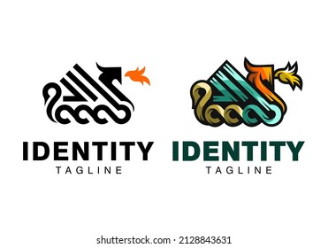 Logo Viking Ship Vector Illustration Template with Simple Elegant Design Good for Any Industry