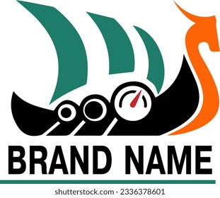 Logo Viking Ship Vector Illustration Template with Simple Elegant Design