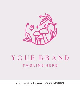 The logo of vines and mushrooms with butterflies gives a natural, refreshing and attractive impression to everyone who sees it.