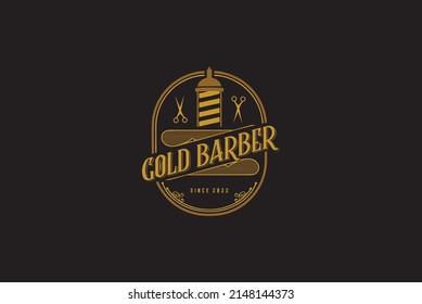 Logo Vintage Barber Gold Barbershop