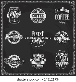 Logo Vintage Cafe Coffee Retro Seal Stamp Chalk Tea Border Set Of Coffee Shop Sketches And Text Symbols On A Chalkboard Chalk Lettering Logo Vintage Cafe Coffee Retro Seal Stamp Chalk Tea Border Espre