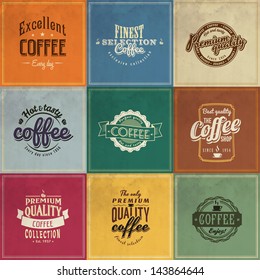 Logo Vintage Coffee Cafe Design Retro Vector Stamp Tea Art Set Of Vintage Retro Coffee Badges And Labels Logo Vintage Coffee Cafe Design Retro Vector Stamp Tea Art Espresso Roaster Classic Rooster Pro