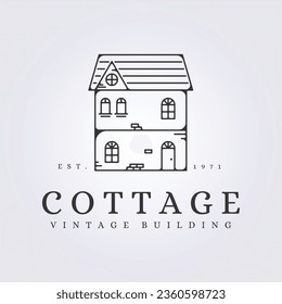 logo of vintage cottage line art icon sign symbol vector illustration design