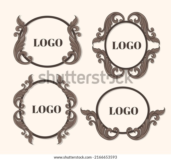 Logo vintage, Golden outline\
vintage frame for invitations and greeting cards, Elegant\
vector